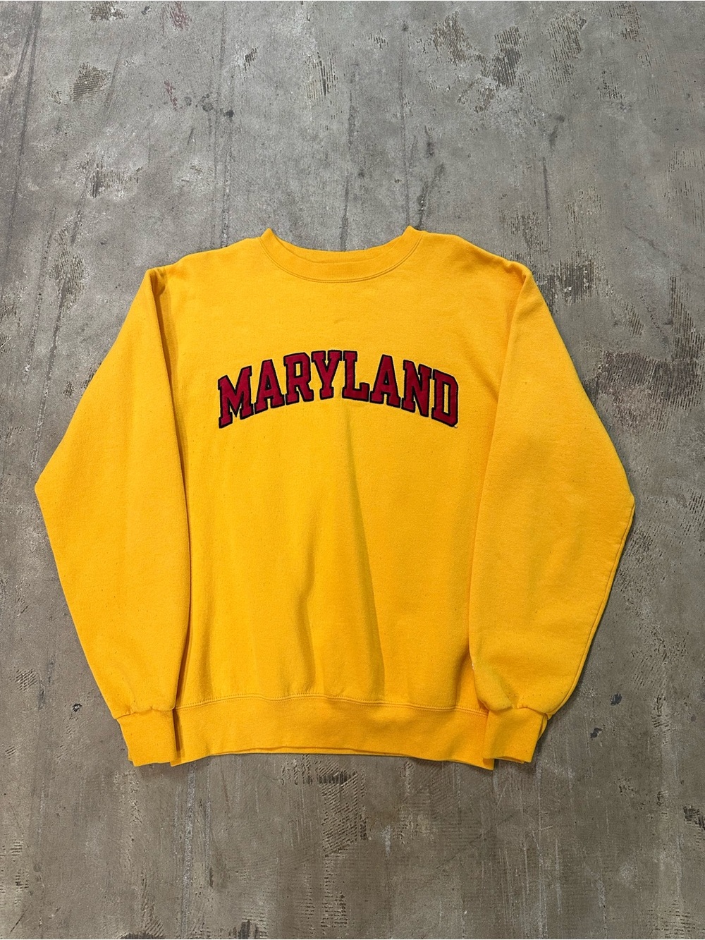 Vintage Champion Yellow Crewneck Sweatshirt with Red Maryland Logo
